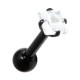 Helix- / Tragus-Schmuck Piercing Stahl 316L Schwarz Eloxiert Strassstein Quadrat Weiß