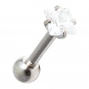 Helix- / Tragus-Schmuck Piercing Stahl 316L Metallisiert Strassstein Quadrat Wei&szlig;