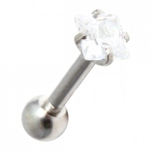 Helix- / Tragus-Schmuck Piercing Stahl 316L Metallisiert Strassstein Quadrat Weiß