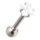 Helix- / Tragus-Schmuck Piercing Stahl 316L Metallisiert Strassstein Quadrat Weiß