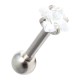 Metallized 316L Steel Tragus/Helix Bar Jewel with White Square Stone Strass