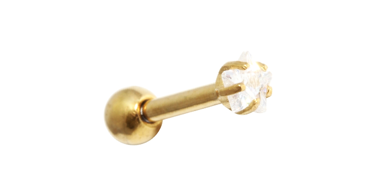 Piercing Tragus/hélix étoile Zircon Acier Inox - 16g, Neuf Avec étiquettes