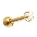 Helix- / Tragus-Schmuck Piercing Stahl 316L Gold Eloxiert Strassstein Stern Wei&szlig;