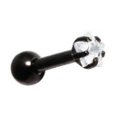 Helix- / Tragus-Schmuck Piercing Stahl 316L Schwarz Eloxiert Strassstein Stern Wei&szlig;