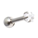 Helix- / Tragus-Schmuck Piercing Stahl 316L Metallisiert Strassstein Stern Wei&szlig;