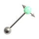 Tortoise Mixed Dark Green Tongue Bar Ring w/ Spikes