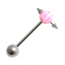 Tortoise Mixed Pink Tongue Bar Ring w/ Spikes