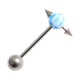 Tortoise Mixed Dark Blue Tongue Bar Ring w/ Spikes