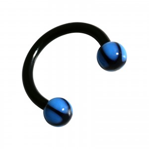 Labret- / Lippen- / Tragus-Piercing Bioplast Stern Schwarz / Blau