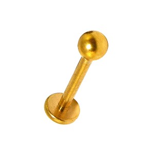 Gold Anodized Lip / Labret Bar Stud Ring w/ Ball