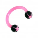 Pink/Black Star Bioplast Piercing Tragus / Lip / Labret Ring