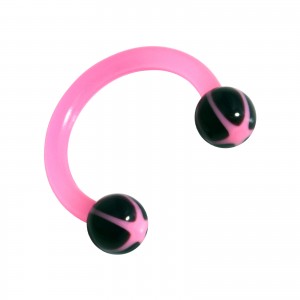 Labret- / Lippen- / Tragus-Piercing Bioplast Stern Rosa / Schwarz