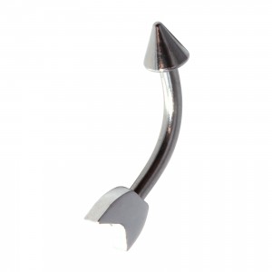 Spike Arrow Metallized 316L Steel Eyebrow Ring Curved Bar