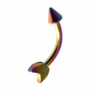Piercing Ceja Acero 316L Anodizado Multicolor Flecha Spike