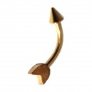 Spike Arrow Gold Anodized 316L Steel Eyebrow Ring Curved Bar