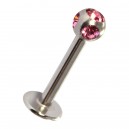 Labret- / Tragus-Piercing mit 5 Rosanen Strasssteinen