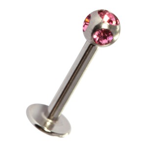 Labret- / Tragus-Piercing mit 5 Rosanen Strasssteinen
