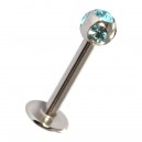 Tragus/Labret Piercing Bar Ring Stud with 5 Turquoise Rhinestones