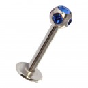 Labret- / Tragus-Piercing mit 5 Dunkelblauen Strasssteinen
