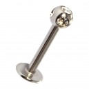 Labret- / Tragus-Piercing mit 5 Weißen Strasssteinen