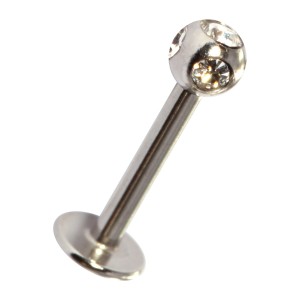 Labret- / Tragus-Piercing mit 5 Wei&szlig;en Strasssteinen