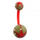 Red/Green Star Bio-Flexible Belly Bar Navel Button Ring