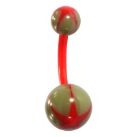 Bauchnabelpiercing Bio-Flexibel Stern Rot / Grün