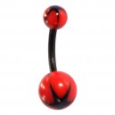 Black/Red Star Bio-Flexible Belly Bar Navel Button Ring