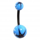 Black/Blue Star Bio-Flexible Belly Bar Navel Button Ring