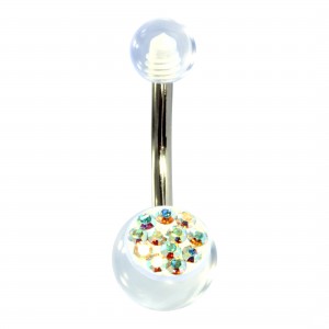 Rainbow Multi-Strass Transparent Acrylic Belly Bar Navel Button Ring
