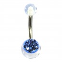 Dark Blue Multi-Strass Transparent Acrylic Belly Bar Navel Button Ring