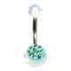 Turquoise Multi-Strass Transparent Acrylic Belly Bar Navel Button Ring