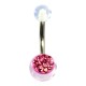 Light Pink Multi-Strass Transparent Acrylic Belly Bar Navel Button Ring