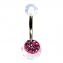 Dark Pink Multi-Strass Transparent Acrylic Belly Bar Navel Button Ring