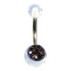 Purple Multi-Strass Transparent Acrylic Belly Bar Navel Button Ring