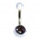 Purple Multi-Strass Transparent Acrylic Belly Bar Navel Button Ring