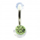 Green Multi-Strass Transparent Acrylic Belly Bar Navel Button Ring