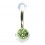 Green Multi-Strass Transparent Acrylic Belly Bar Navel Button Ring