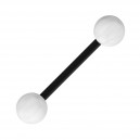 Transparent/White Checkered Bioflex Tongue Barbell Ring with Black Bar