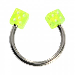 Hufeisen-Knorpel-Piercing Acryl Zwei Grüne Würfeln