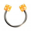 Acrylic Circular Cartilage Ring Barbell with Two Orange Dices