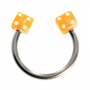Hufeisen-Knorpel-Piercing Acryl Zwei Orange W&uuml;rfeln