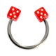 Acrylic Circular Cartilage Ring Barbell with Two Red Dices