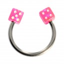 Hufeisen-Knorpel-Piercing Acryl Zwei Rosa W&uuml;rfeln