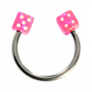 Hufeisen-Knorpel-Piercing Acryl Zwei Rosa W&uuml;rfeln