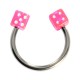Acrylic Circular Cartilage Ring Barbell with Two Pink Dices