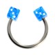 Acrylic Circular Cartilage Ring Barbell with Two Dark Blue Dices