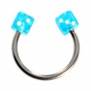 Acrylic Circular Cartilage Ring Barbell with Two Turquoise Dices
