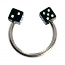 Acrylic Circular Cartilage Ring Barbell with Two Black Dices