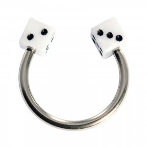 Hufeisen-Knorpel-Piercing Acryl Zwei Wei&szlig;e W&uuml;rfeln